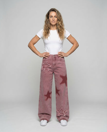 Jeans Corti Donna Orlo Sfrangiato Applicazione Stelle - Brentozzi