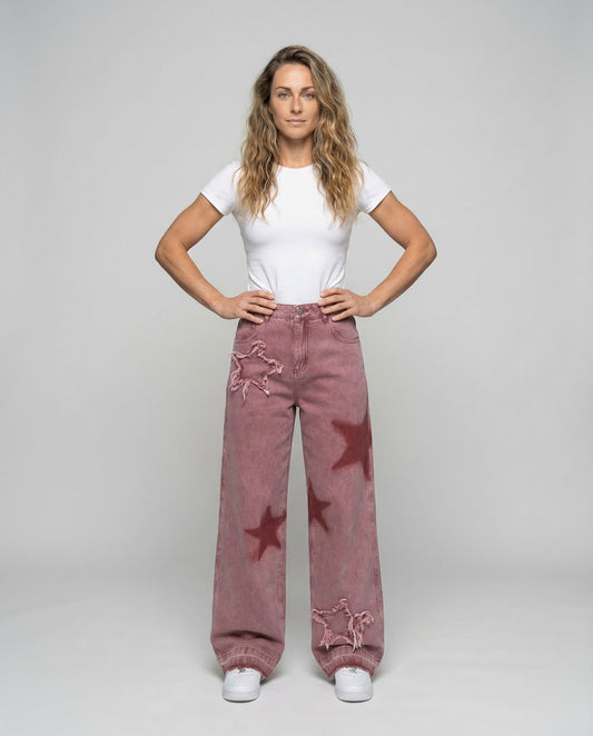 Jeans Corti Donna Orlo Sfrangiato Applicazione Stelle - Brentozzi