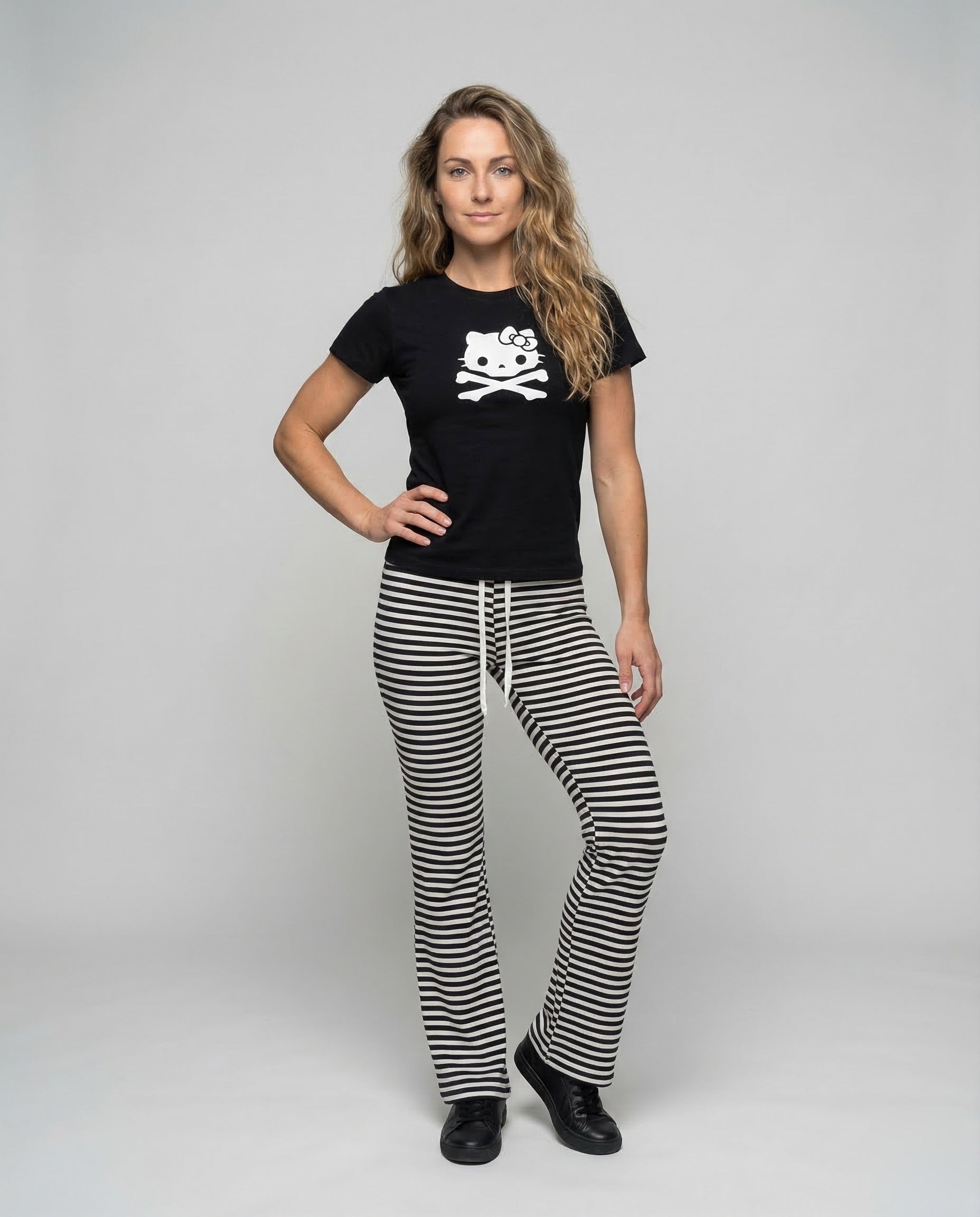 Pantaloni Donna Jersey Vita con Coulisse Tessuto a Costine - Brentozzi