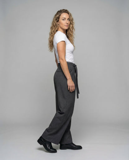 Pantaloni Donna in Tessuto Vita Paperbag con Lacci Lunghi - Brentozzi