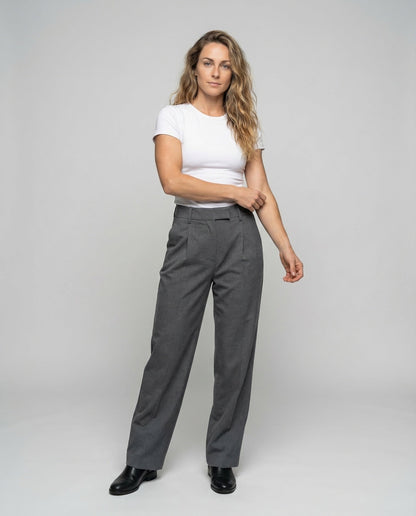 Pantaloni Donna in Tessuto Elasticizzato Piega Centrale Taglio Dritto - Brentozzi