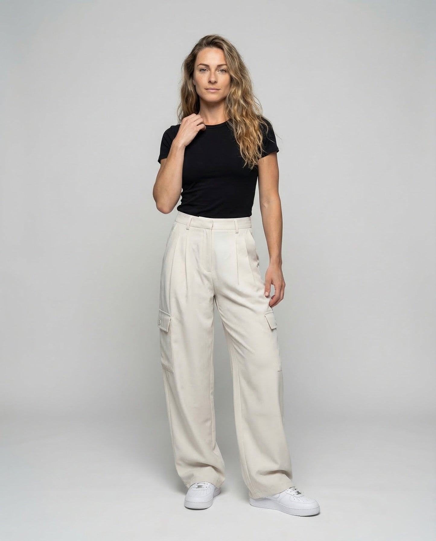 Pantaloni Palazzo Donna con Pieghe Frontali Ampi - Brentozzi