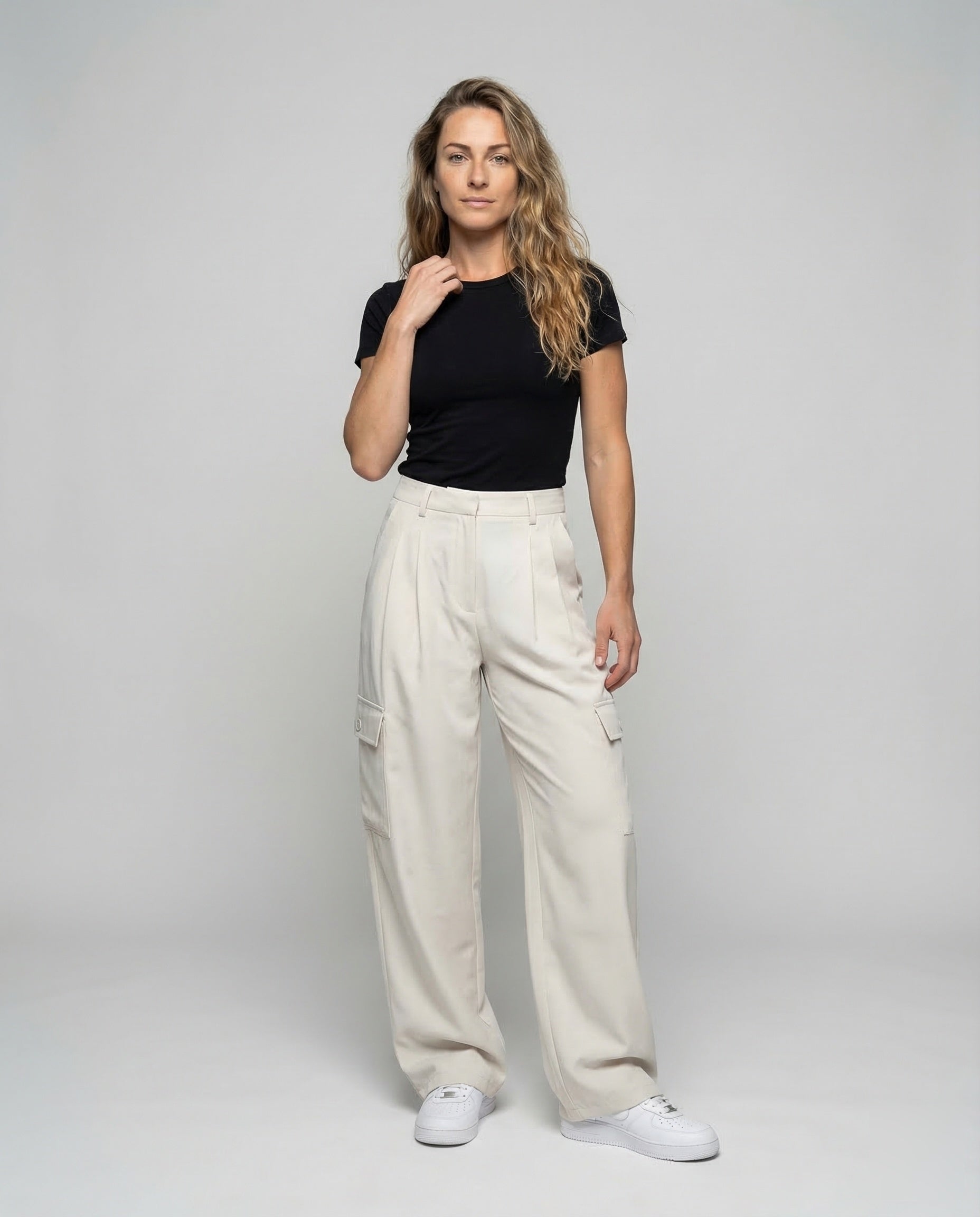 Pantaloni Palazzo Donna con Pieghe Frontali Ampi - Brentozzi