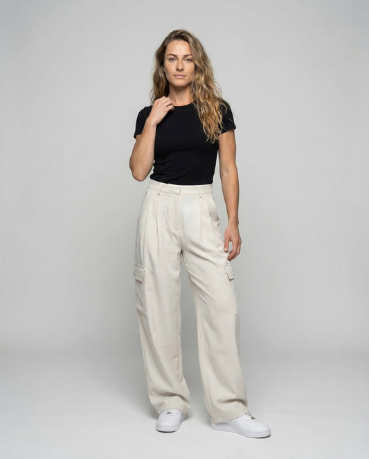 Pantaloni Palazzo Donna con Pieghe Frontali Ampi - Brentozzi