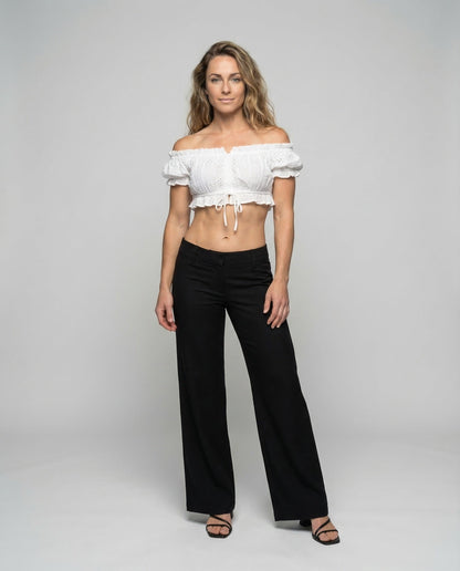 Pantaloni Palazzo Donna Satinati Vita Alta con Cintura - Brentozzi