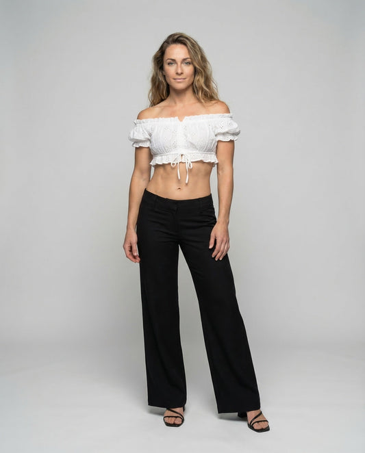 Pantaloni Palazzo Donna Satinati Vita Alta con Cintura - Brentozzi