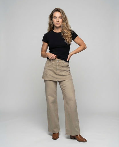 Pantaloni Donna con Mini Gonna Integrata Taglio Ampio - Brentozzi
