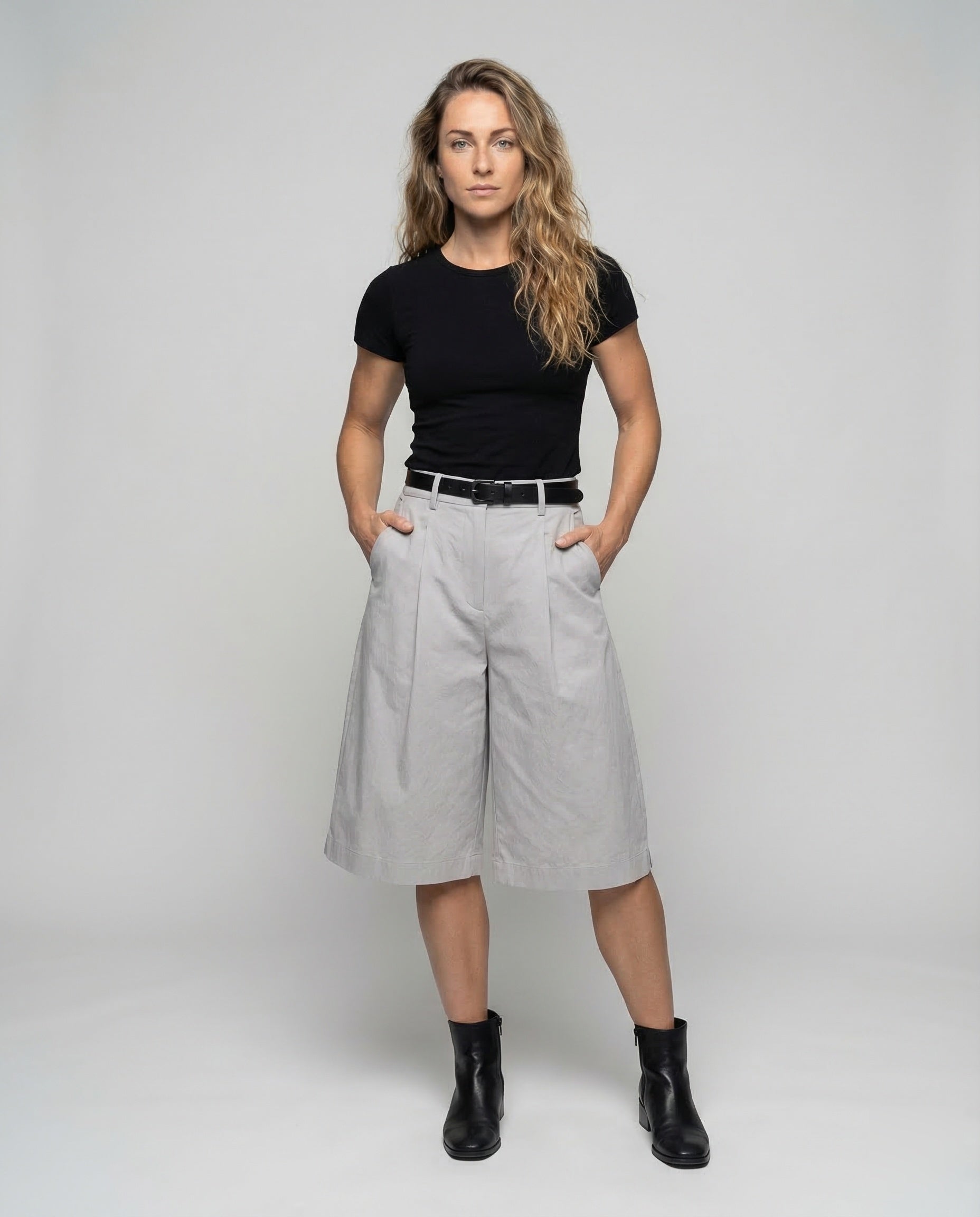 Bermuda Culotte Donna in Twill Leggero Vestibilità Ampia - Brentozzi