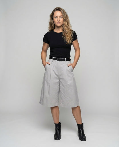 Bermuda Culotte Donna in Twill Leggero Vestibilità Ampia - Brentozzi