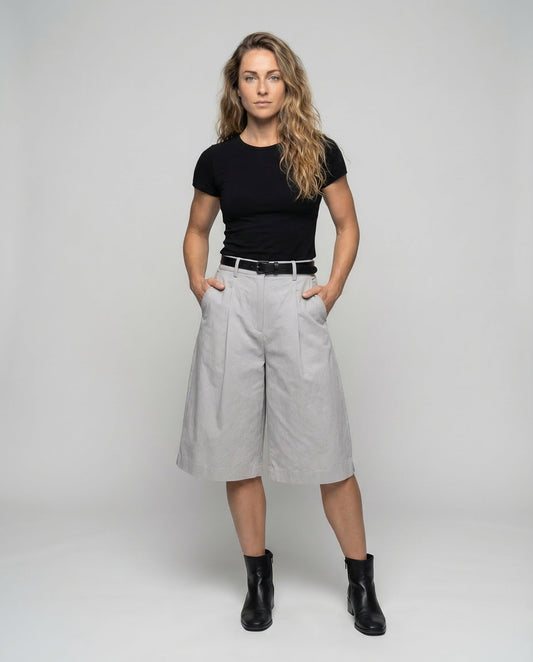 Bermuda Culotte Donna in Twill Leggero Vestibilità Ampia - Brentozzi