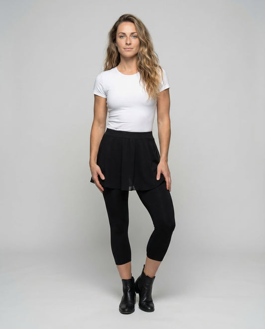 Leggings Donna con Gonna Cucita in Tessuto Elasticizzato - Brentozzi