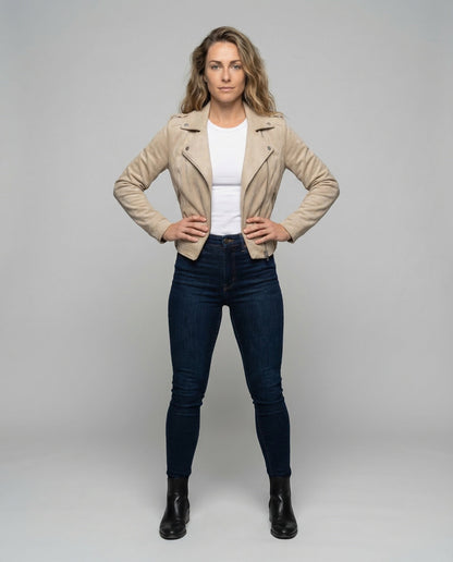Giacca Biker Donna con Cappuccio e Chiusura Asimmetrica - Brentozzi