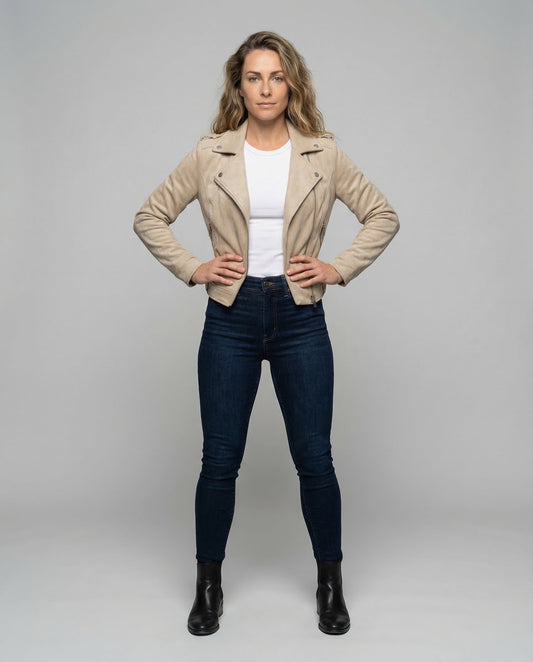 Giacca Biker Donna con Cappuccio e Chiusura Asimmetrica - Brentozzi