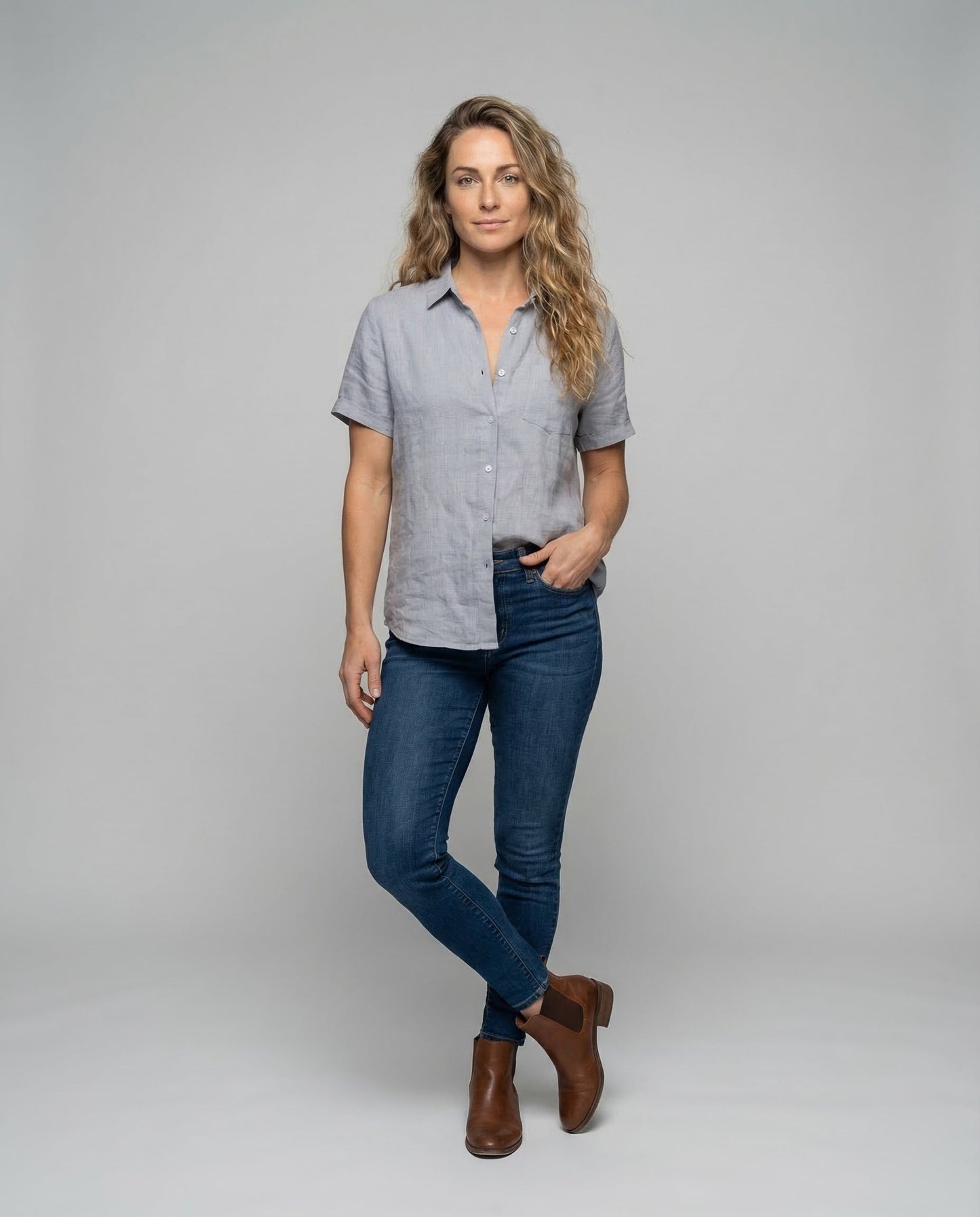 Camicia Donna in Lino Scollo a V Aperto - Brentozzi