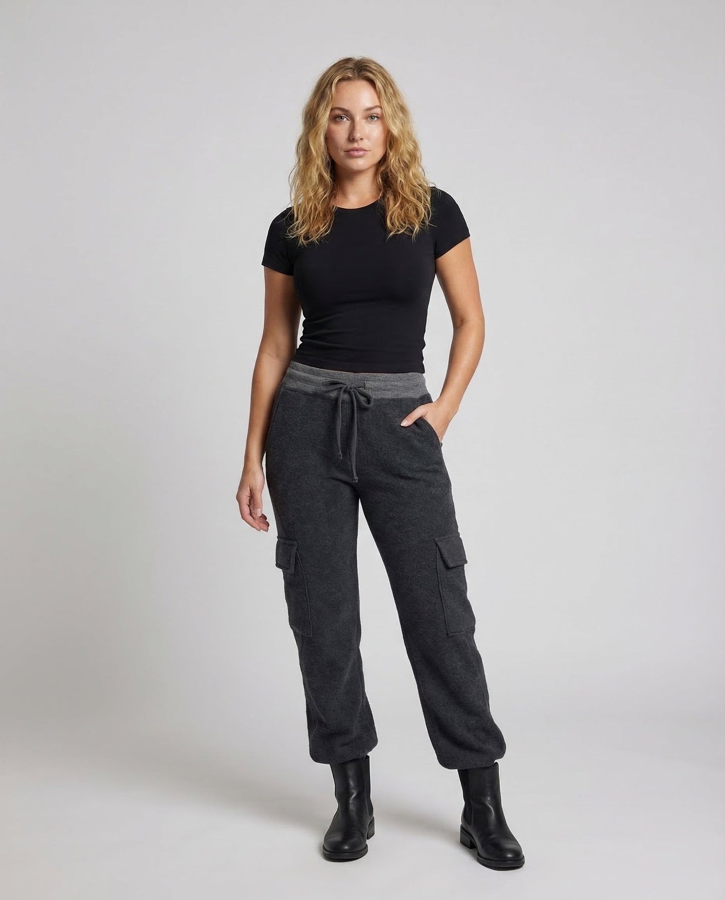 Pantaloni Cargo Donna in Teddyfleece Gamba Larga - Brentozzi
