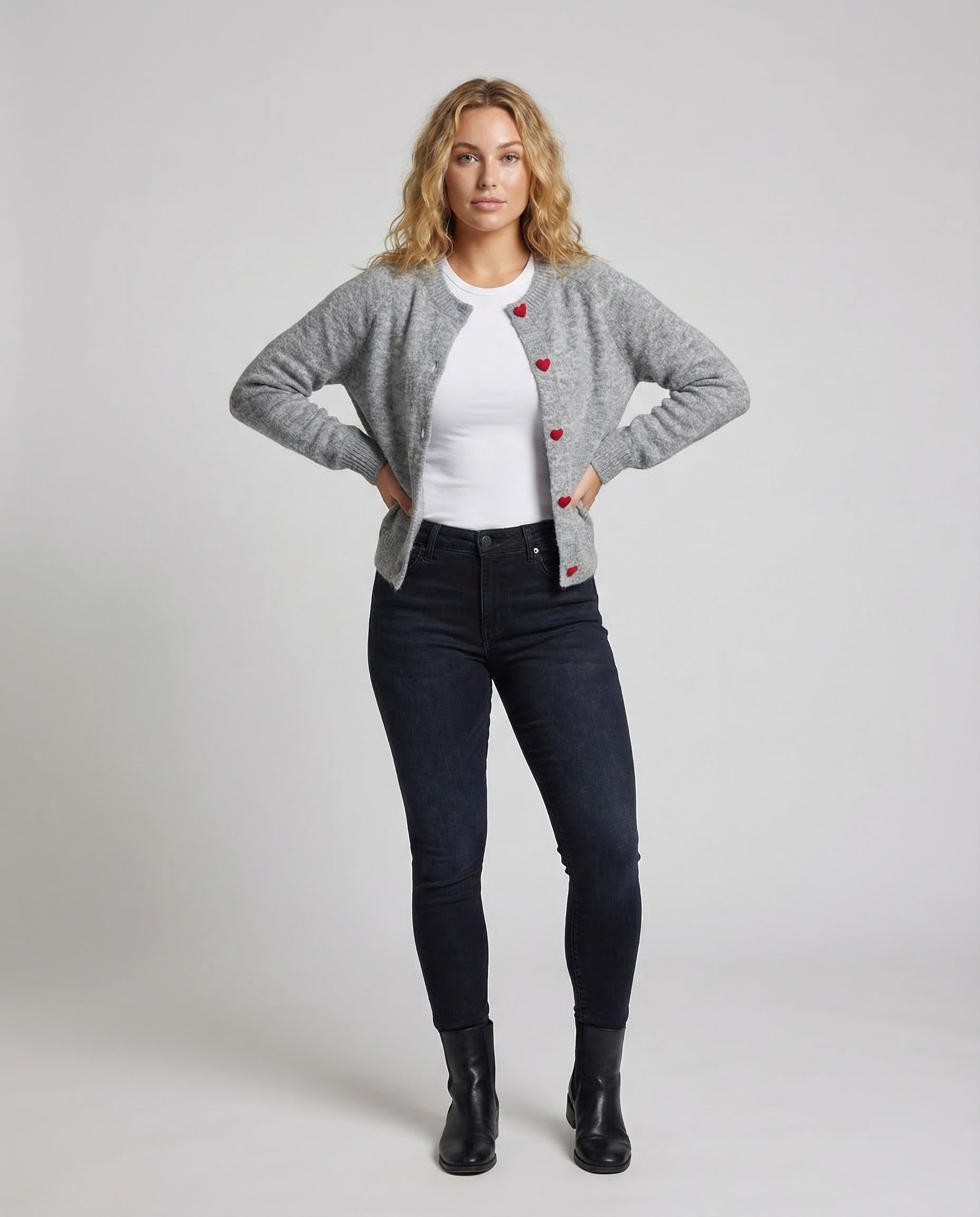 Cardigan Donna in Misto Mohair Bottoni a Cuore - Brentozzi
