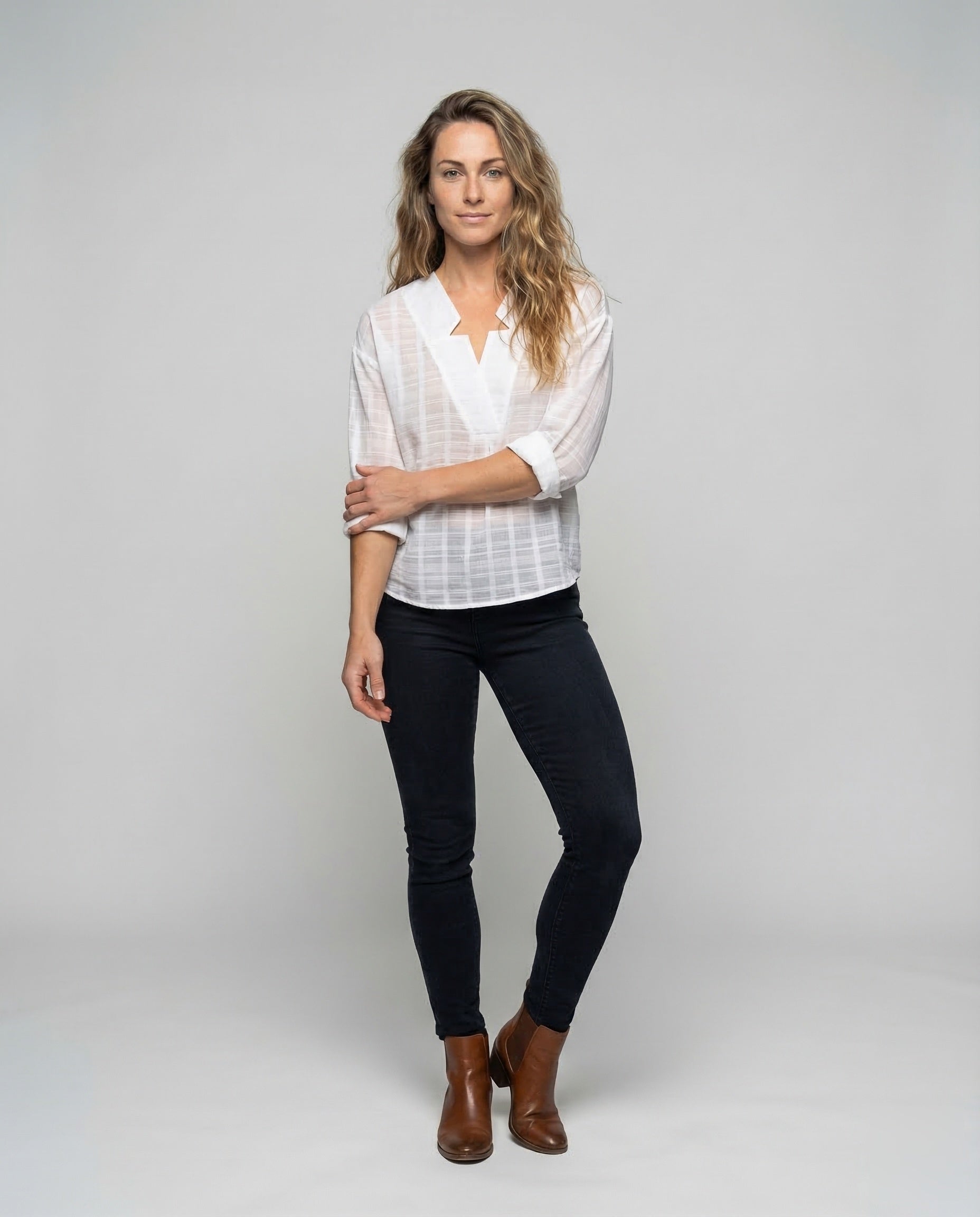 Blusa Donna Effetto Lino Scollo a V Incrociata - Brentozzi