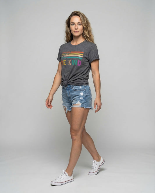 T-shirt Donna Vintage Stampa Be Kind Manica Corta - Brentozzi