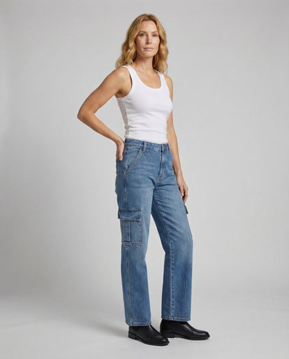 Pantaloni Cargo Donna Denim Taglio Largo - Brentozzi