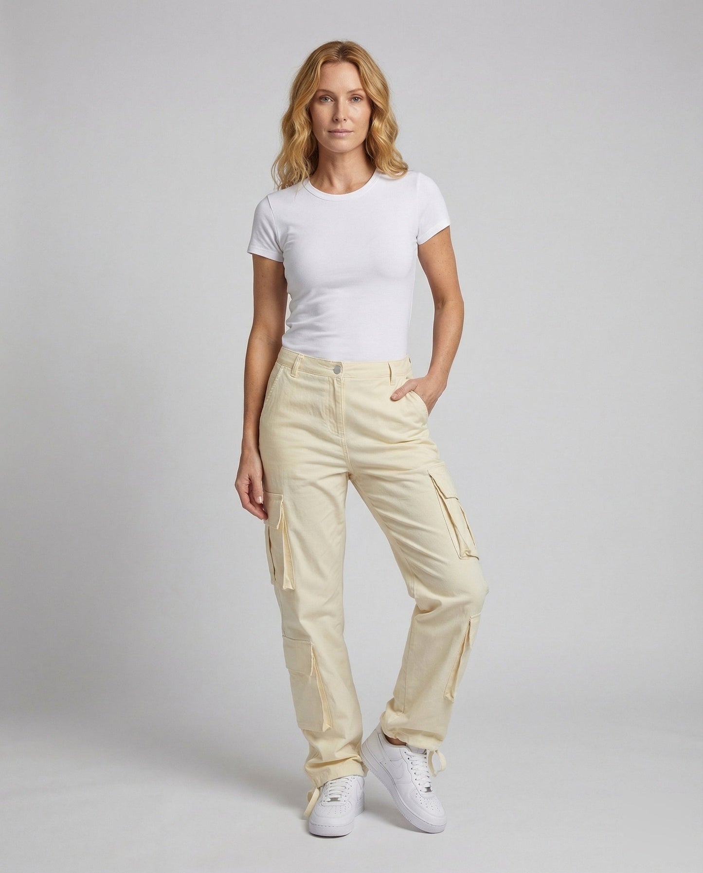 Pantaloni Cargo Donna Tessuto Tecnico Orlo Regolabile - Brentozzi