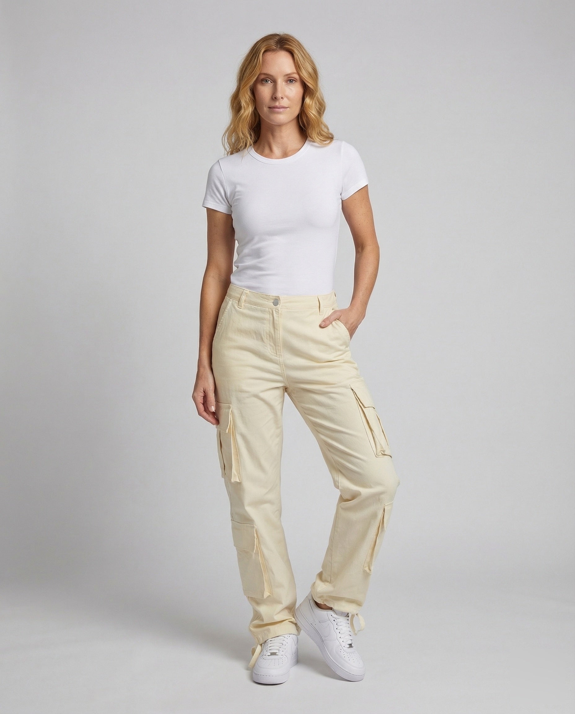 Pantaloni Cargo Donna Tessuto Tecnico Orlo Regolabile - Brentozzi