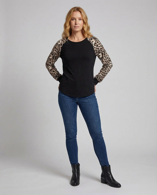 Felpa Donna Raglan Manica Leopardo - Brentozzi