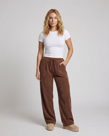 Pantaloni Donna in Velluto con Vita Alta Elastica - Brentozzi