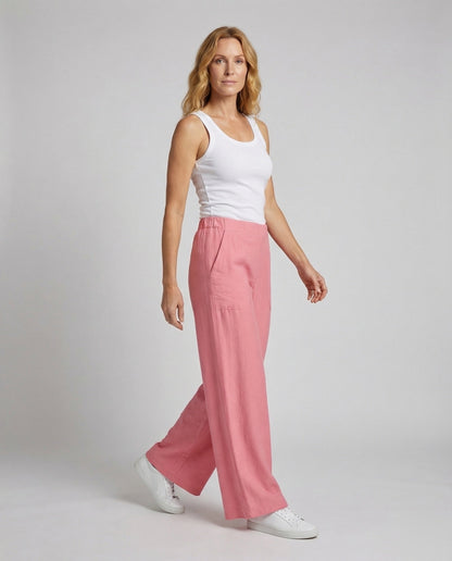 Pantaloni Palazzo Donna Mix Lino Vita Alta - Brentozzi