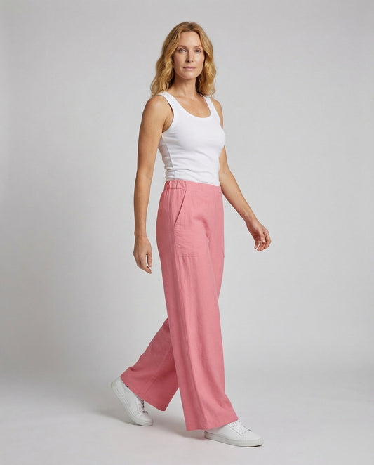 Pantaloni Palazzo Donna Mix Lino Vita Alta - Brentozzi
