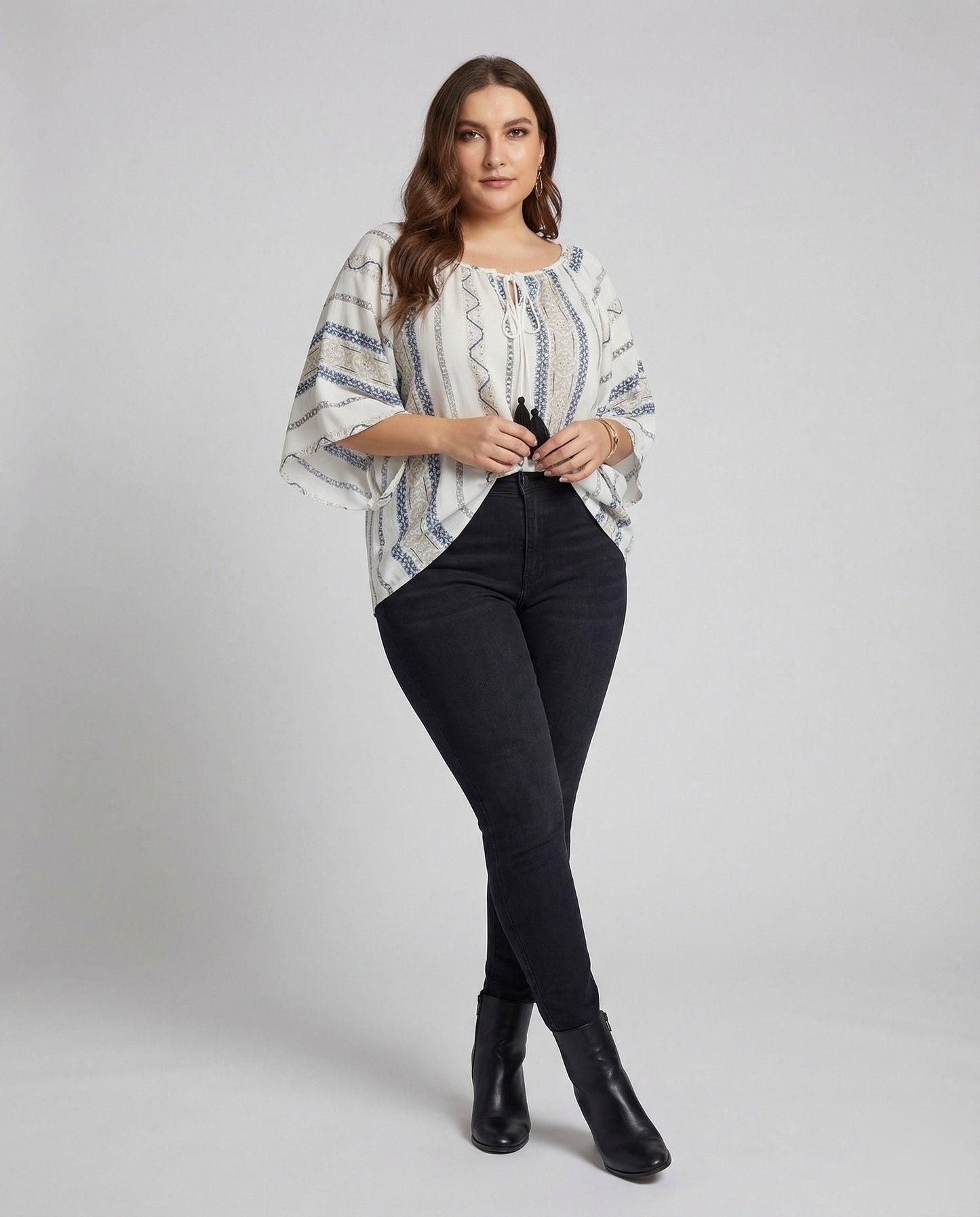Tunica Boho Donna con Coulisse e Nappine - Brentozzi