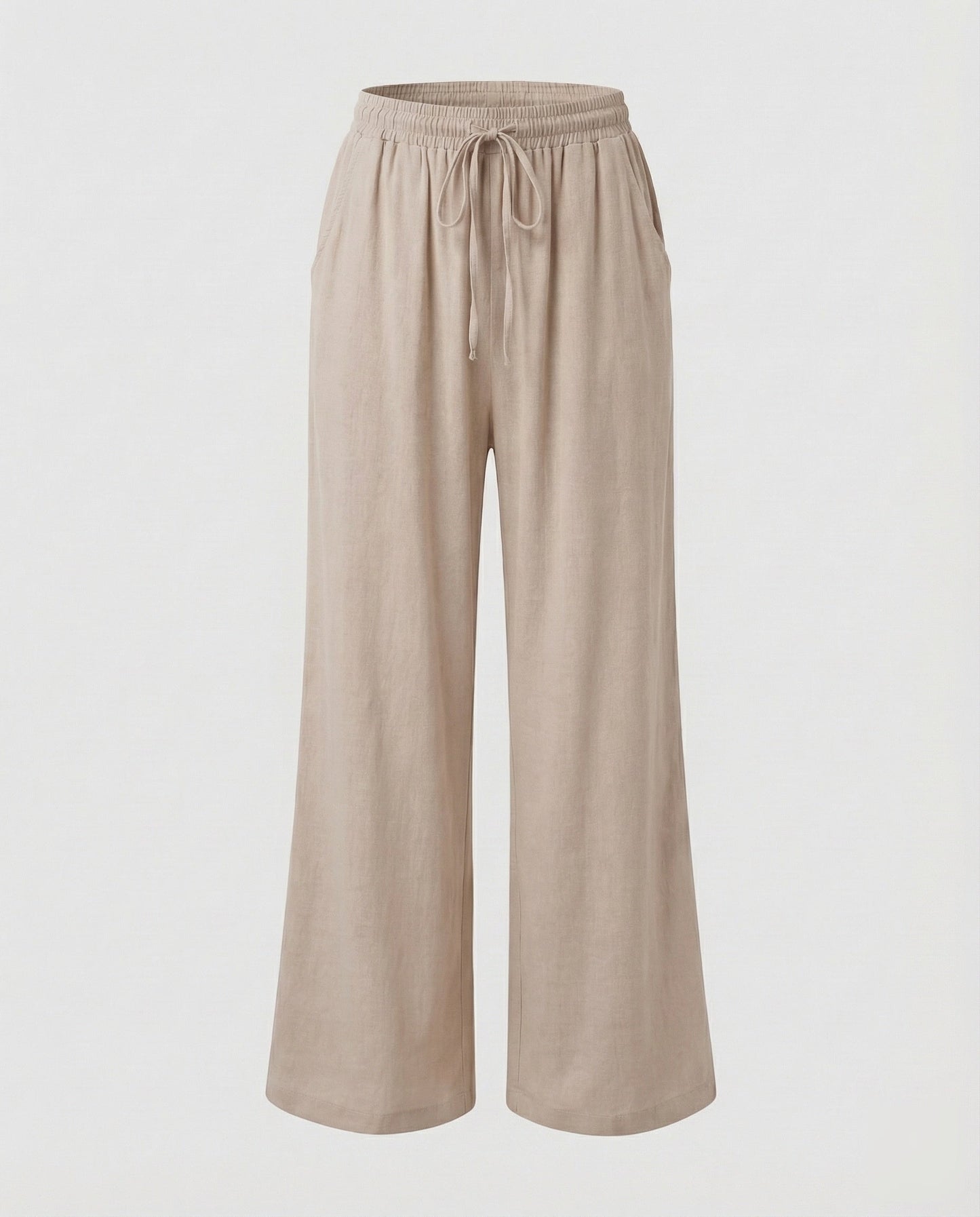 Pantaloni Palazzo Donna Effetto Lino Vita Regolabile
