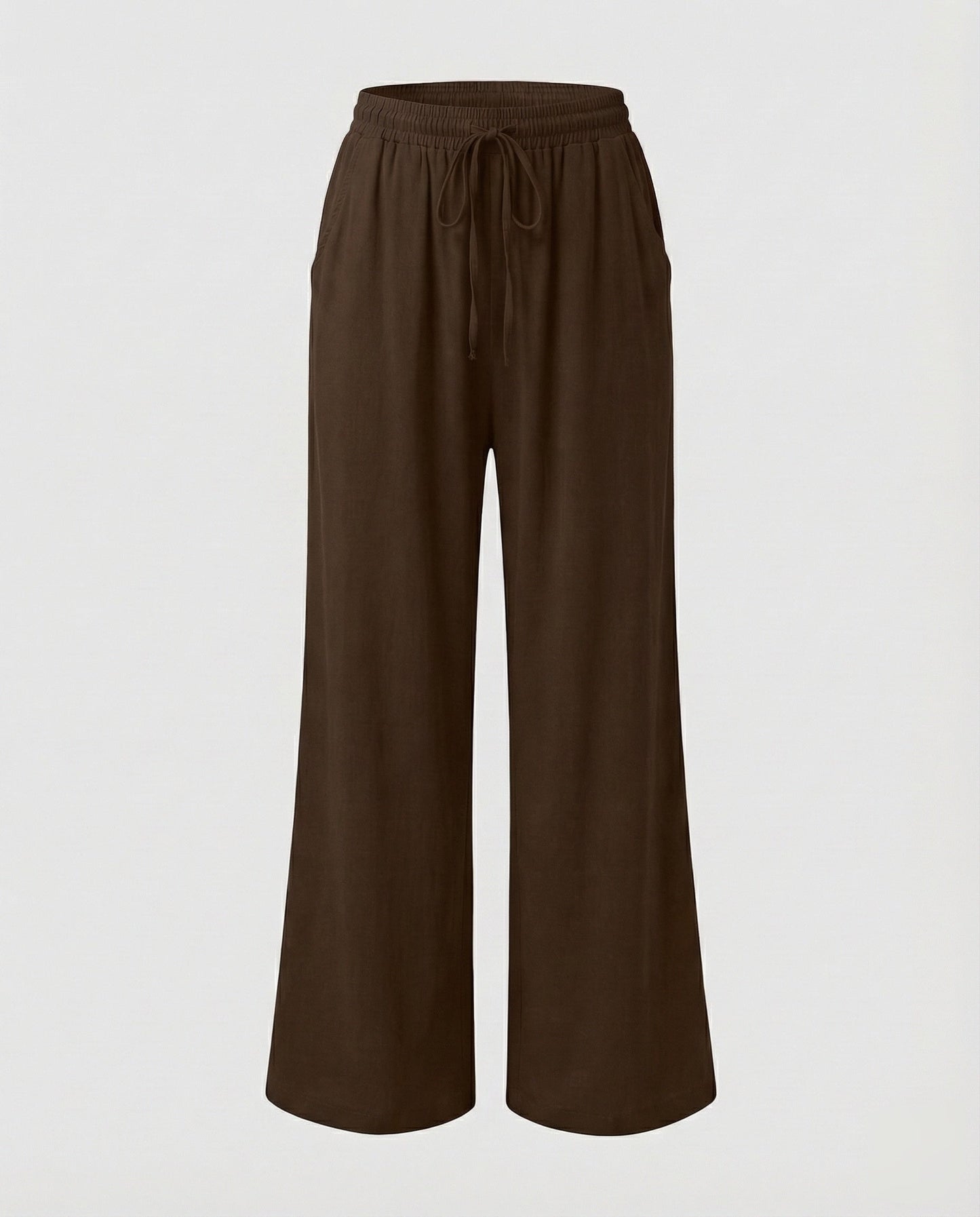 Pantaloni Palazzo Donna Effetto Lino Vita Regolabile