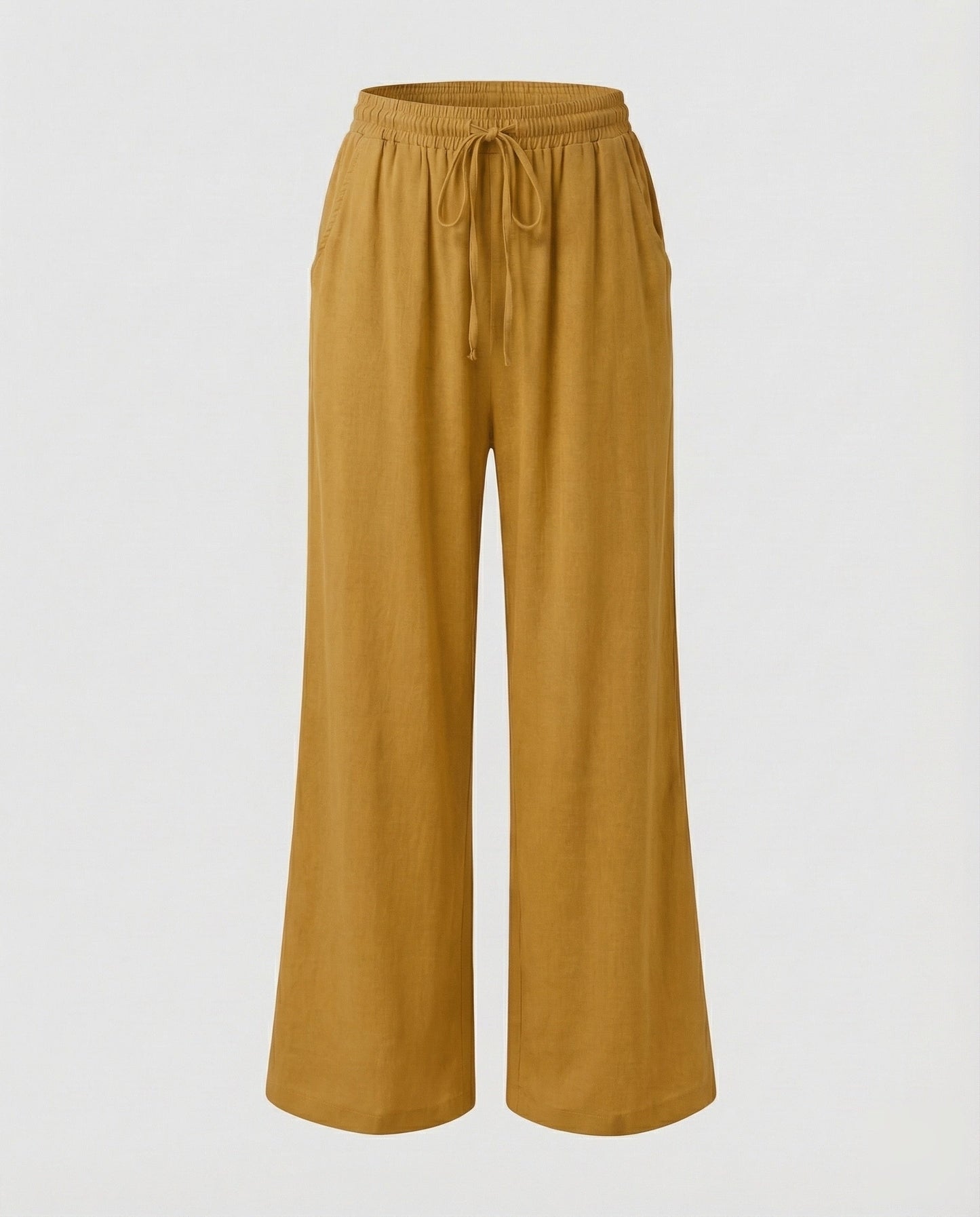 Pantaloni Palazzo Donna Effetto Lino Vita Regolabile