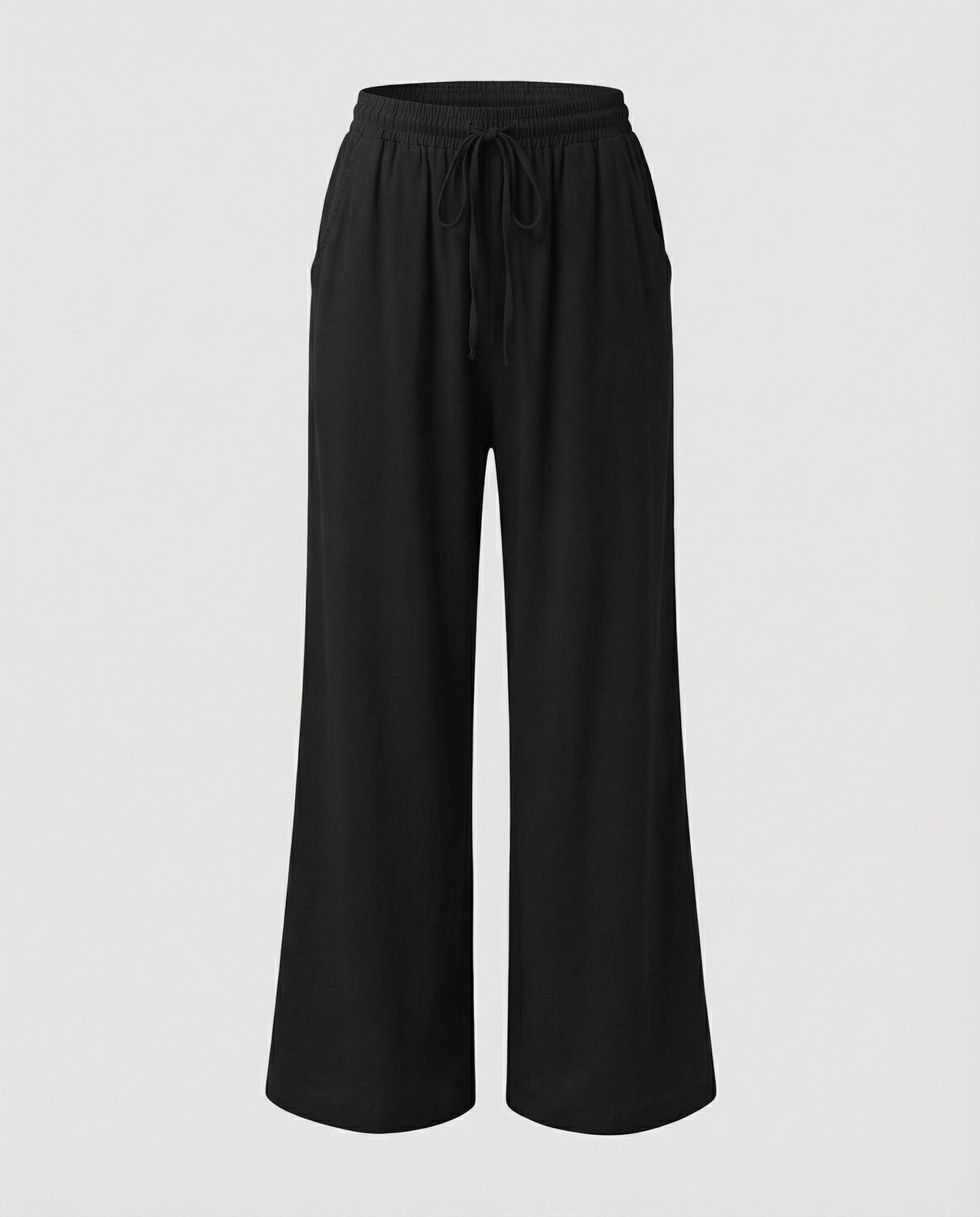 Pantaloni Palazzo Donna Effetto Lino Vita Regolabile