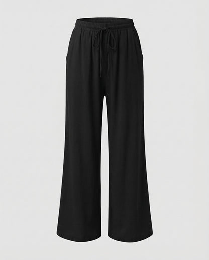 Pantaloni Palazzo Donna Effetto Lino Vita Regolabile