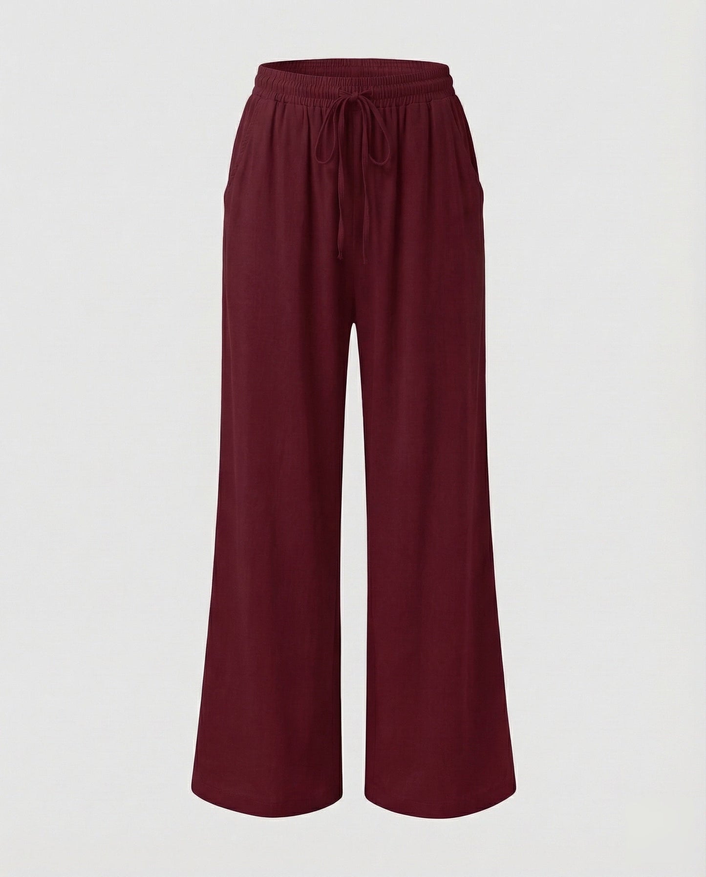 Pantaloni Palazzo Donna Effetto Lino Vita Regolabile