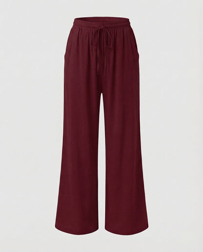 Pantaloni Palazzo Donna Effetto Lino Vita Regolabile