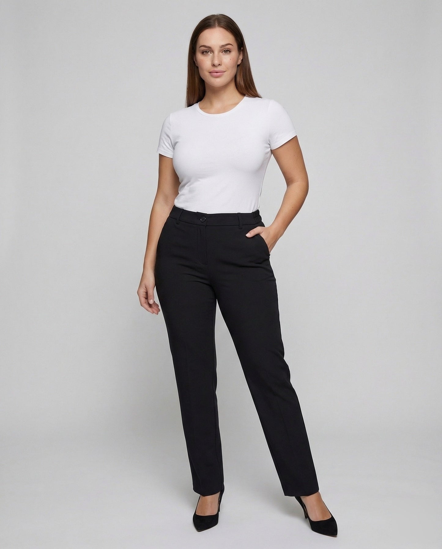 Pantaloni Business Donna Tessuto Elasticizzato Chiusura Nascosta - Brentozzi