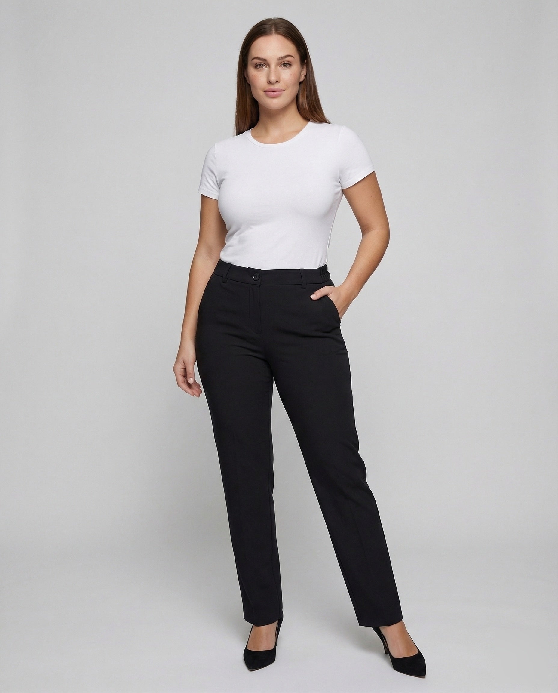 Pantaloni Business Donna Tessuto Elasticizzato Chiusura Nascosta - Brentozzi