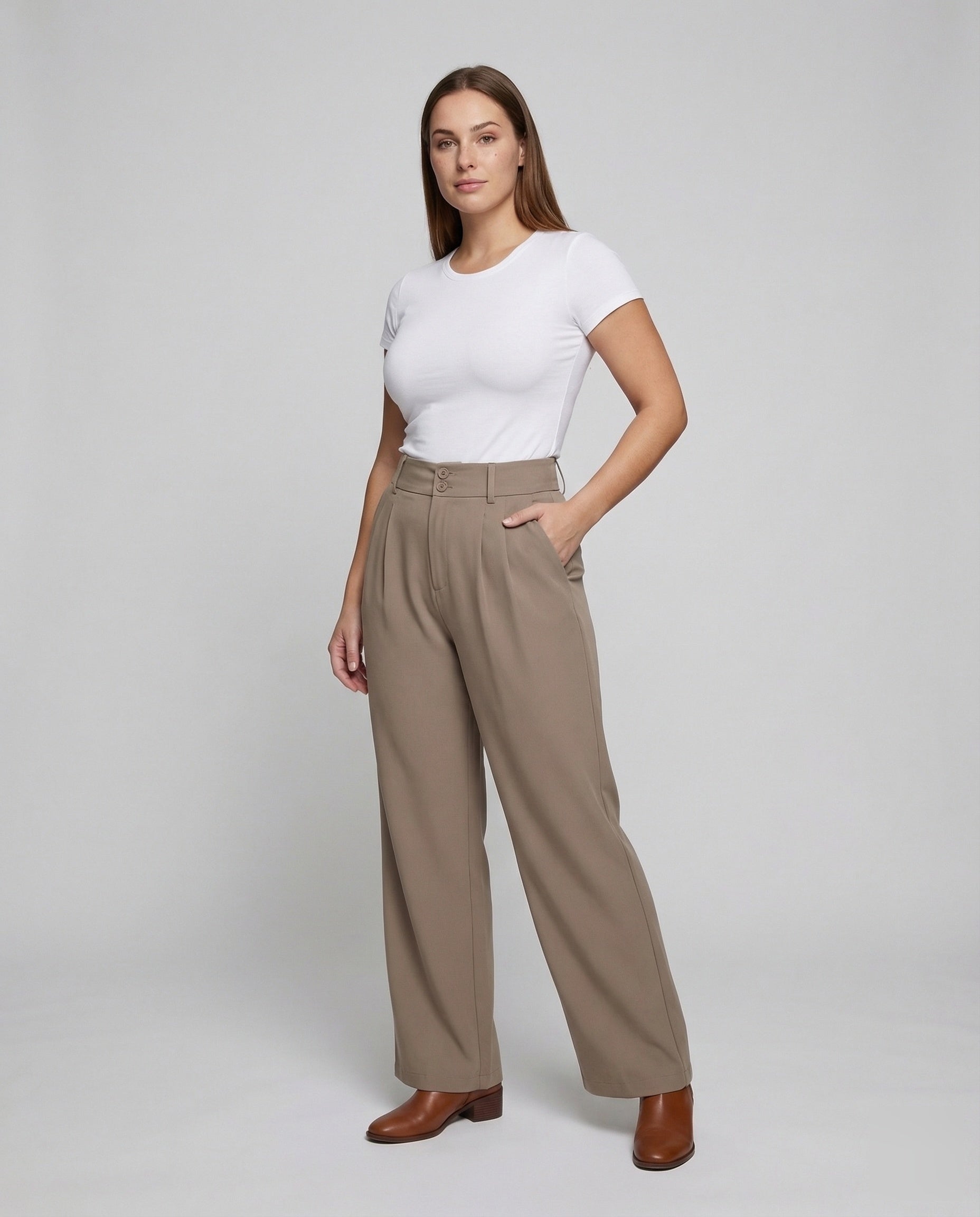 Pantaloni Donna Vita Alta Doppia Fascia Elasticizzata - Brentozzi