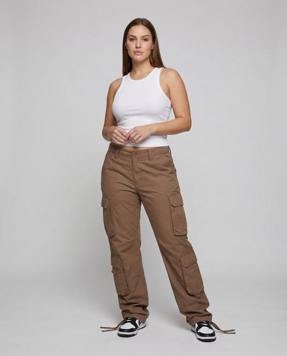 Pantaloni Donna Multi Tasche con Nastrini Decorativi - Brentozzi