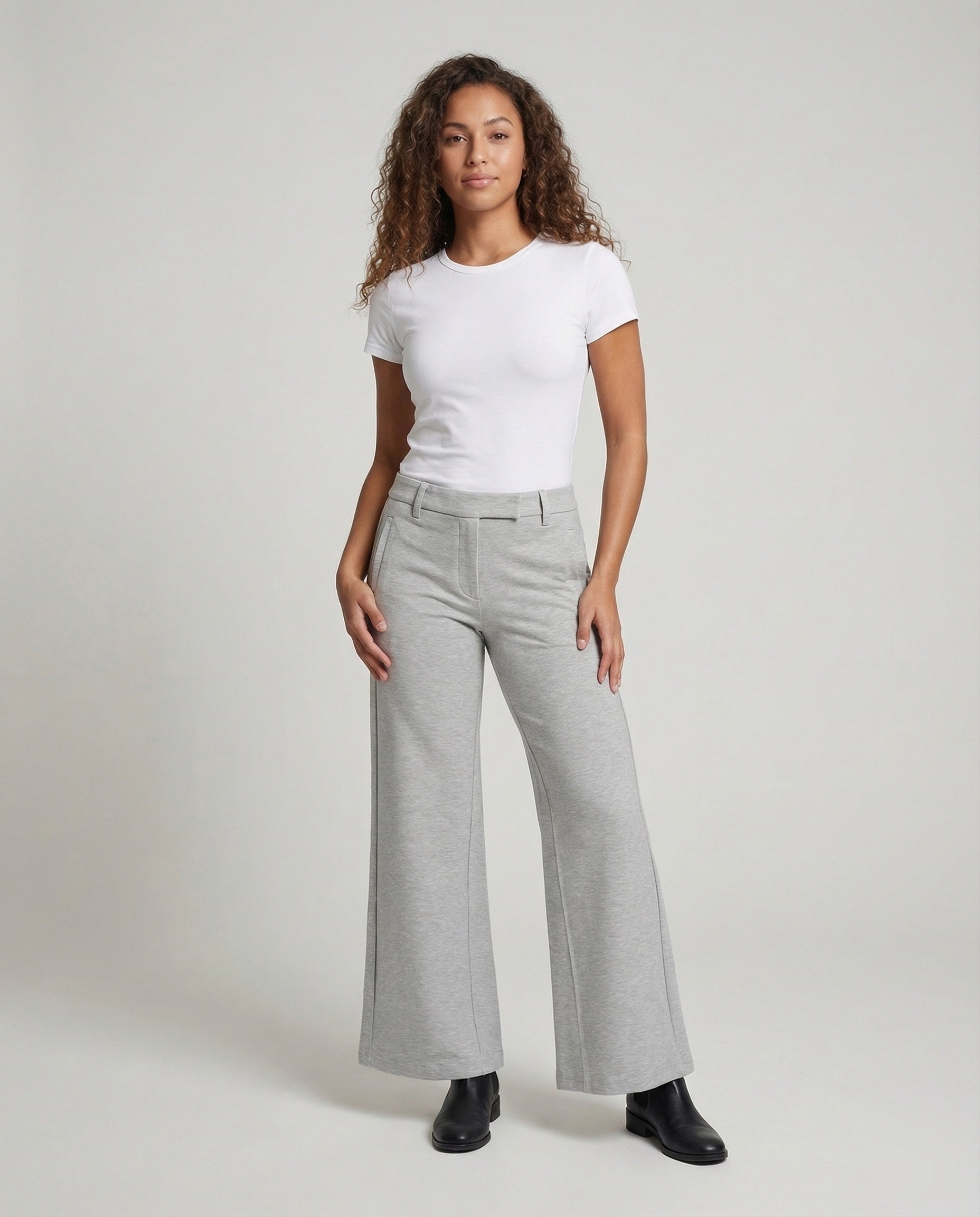 Pantaloni Donna Crop Doppio Strato Vita Alta Svasati - Brentozzi