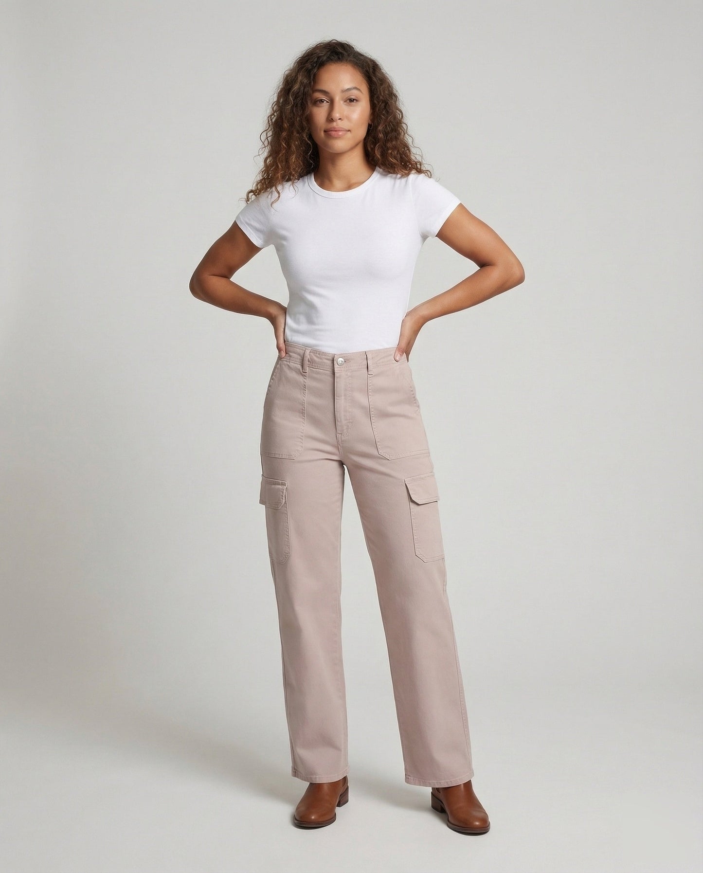Pantaloni Donna Tessuto Tasche con Patta Ginocchio - Brentozzi