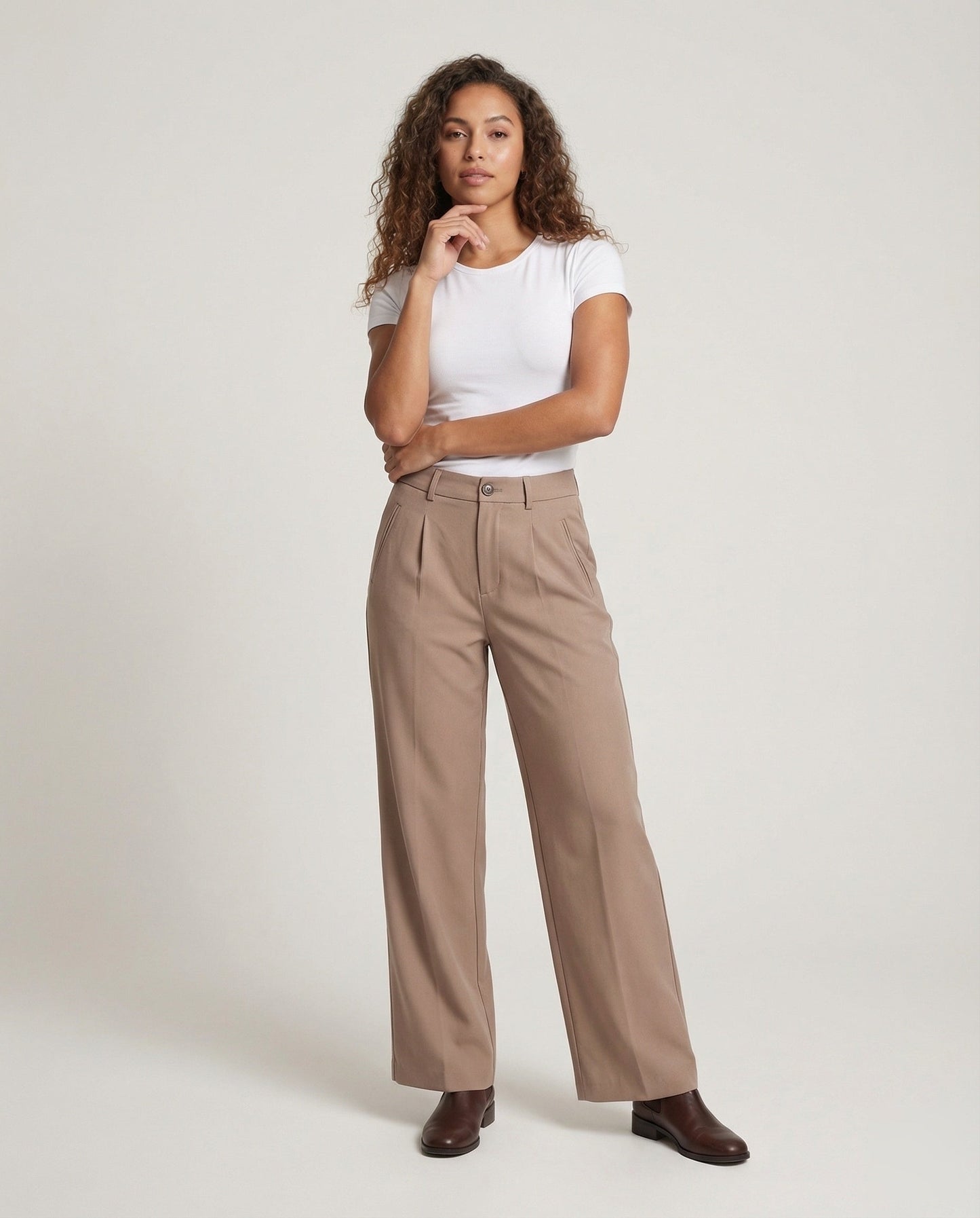 Pantaloni Palazzzo Donna con Pieghe e Vita Elastica - Brentozzi