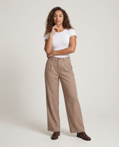 Pantaloni Palazzzo Donna con Pieghe e Vita Elastica - Brentozzi