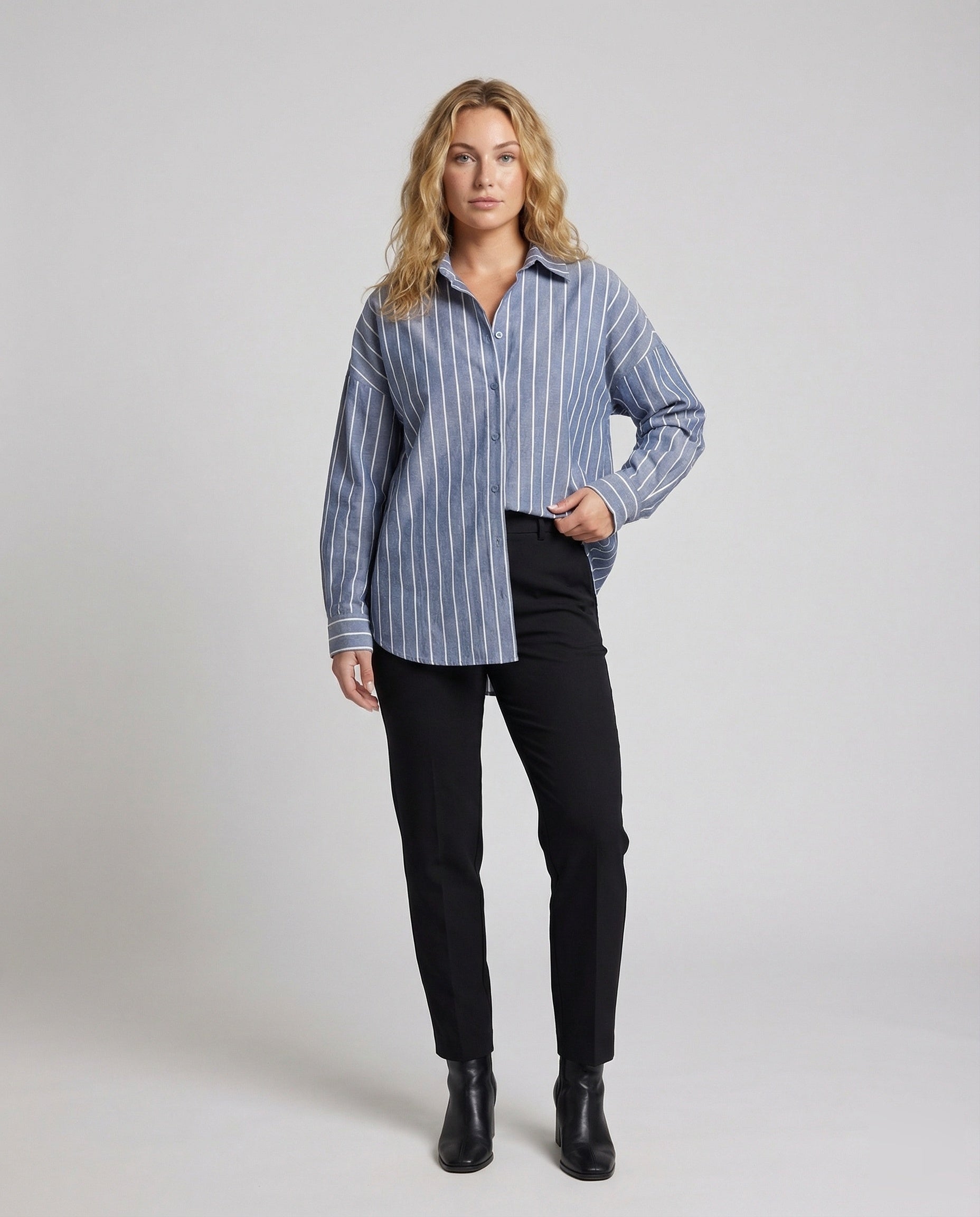 Camicia Oversize Donna Tessuto Leggero Manica Lunga - Brentozzi