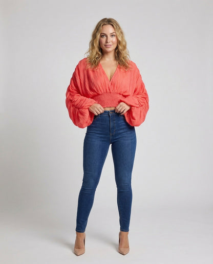 Crop Donna Plissettato Vita Arricciata - Brentozzi