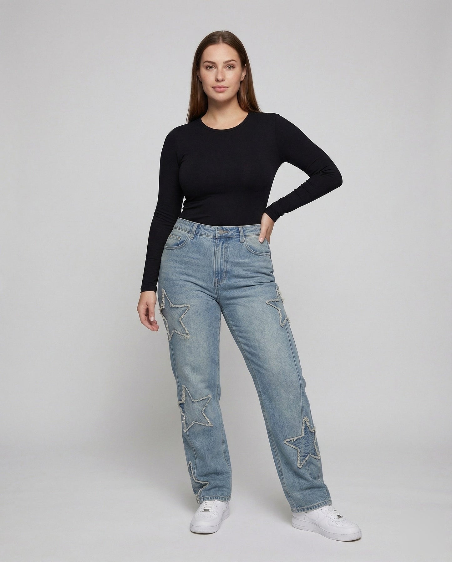 Jeans Donna Retro con Applicazioni a Stella Trapuntate - Brentozzi