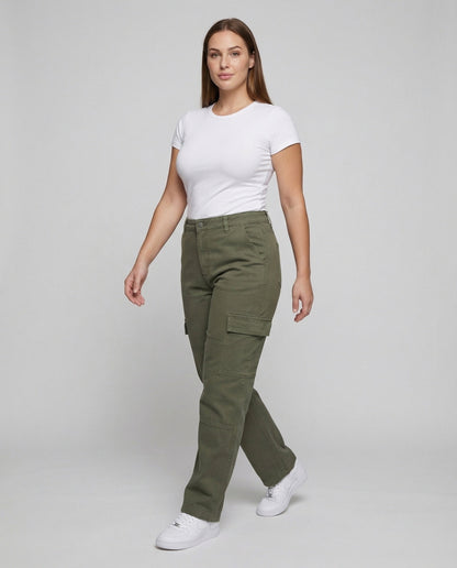 Pantaloni Cargo Donna Canvas con Rinforzo Ginocchia - Brentozzi
