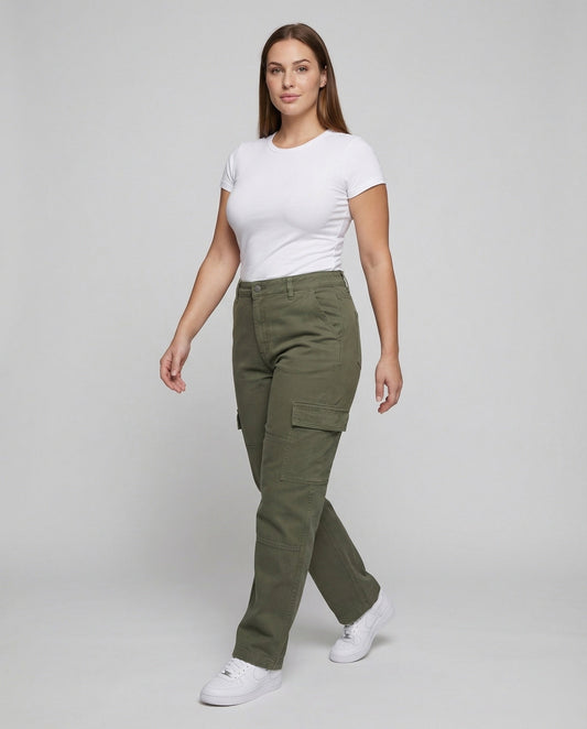 Pantaloni Cargo Donna Canvas con Rinforzo Ginocchia - Brentozzi